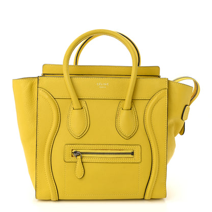 Celine Drummed Calfskin Micro Luggage Citron 1 of 12