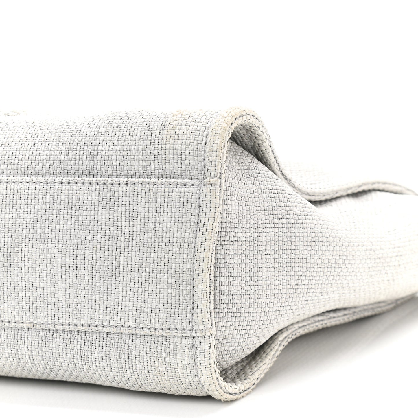 Woven Straw Raffia Small Deauville Tote Grey