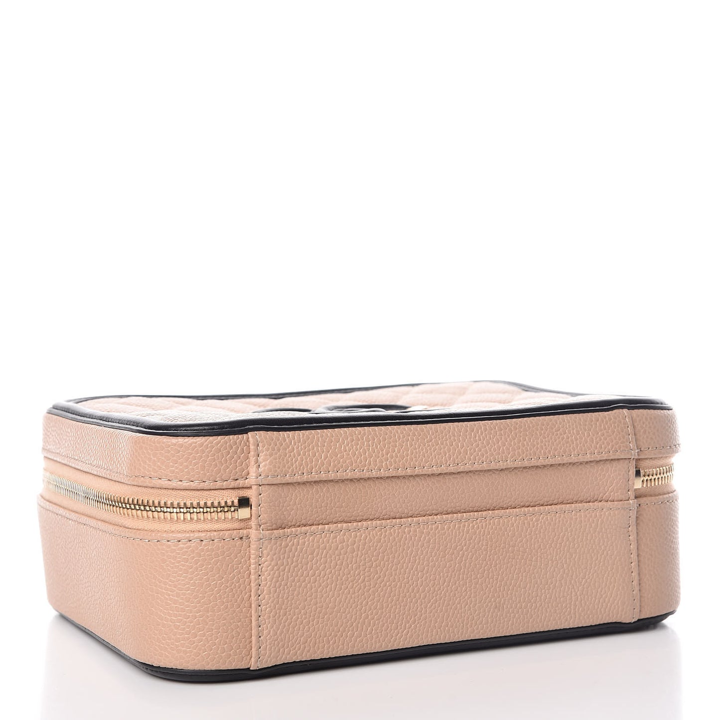 Caviar Quilted Medium CC Filigree Vanity Case Beige Black