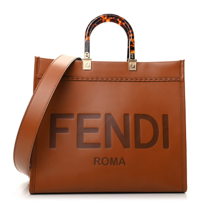 Fendi Vitello King Plexiglass Medium Fendi Sunshine Shopper Tote Cuoio 1 of 8