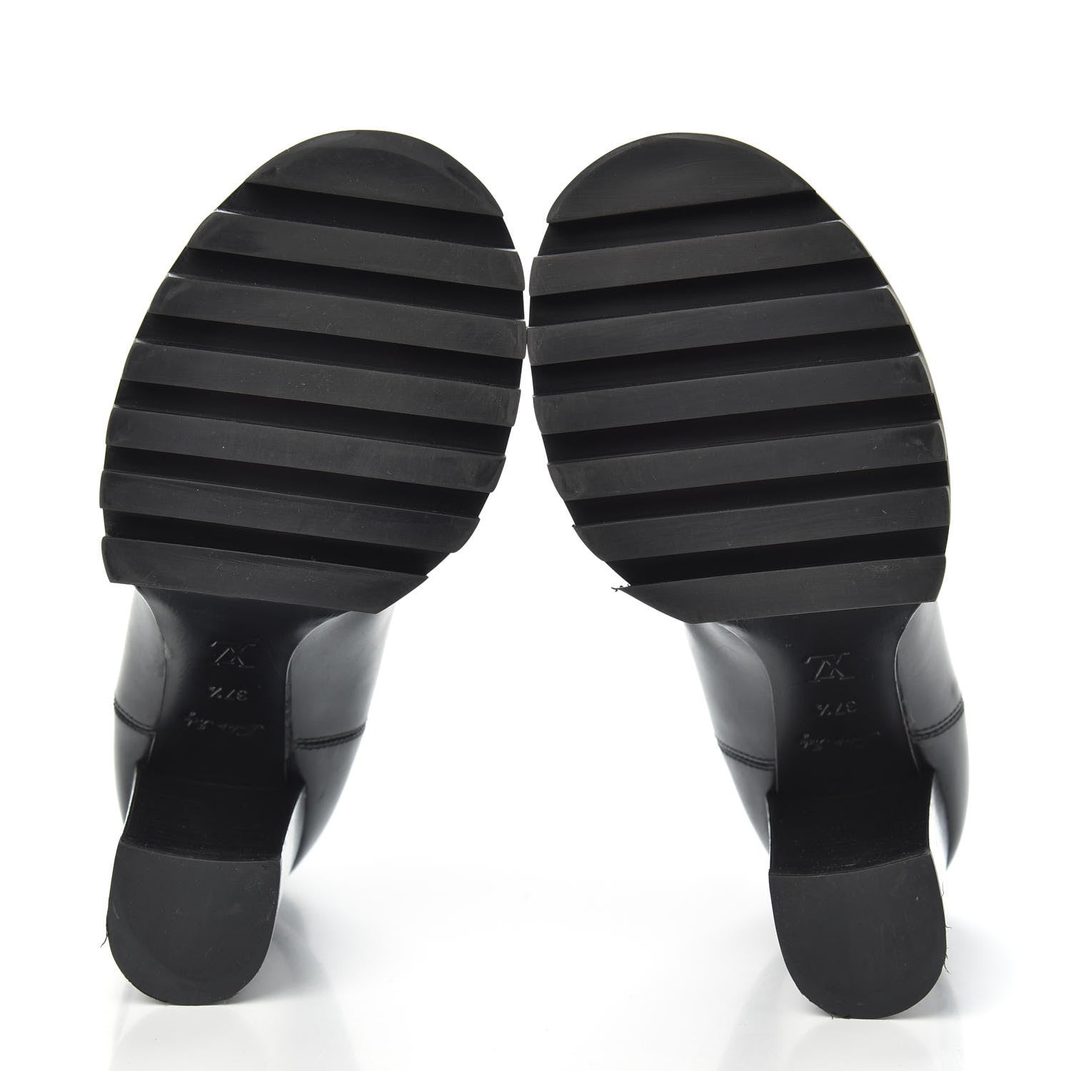 Louis Vuitton Calfskin Monogram Uniformes Chelsea Lug Sole 80mm Ankle Boots 37.5 Black 5 of 7
