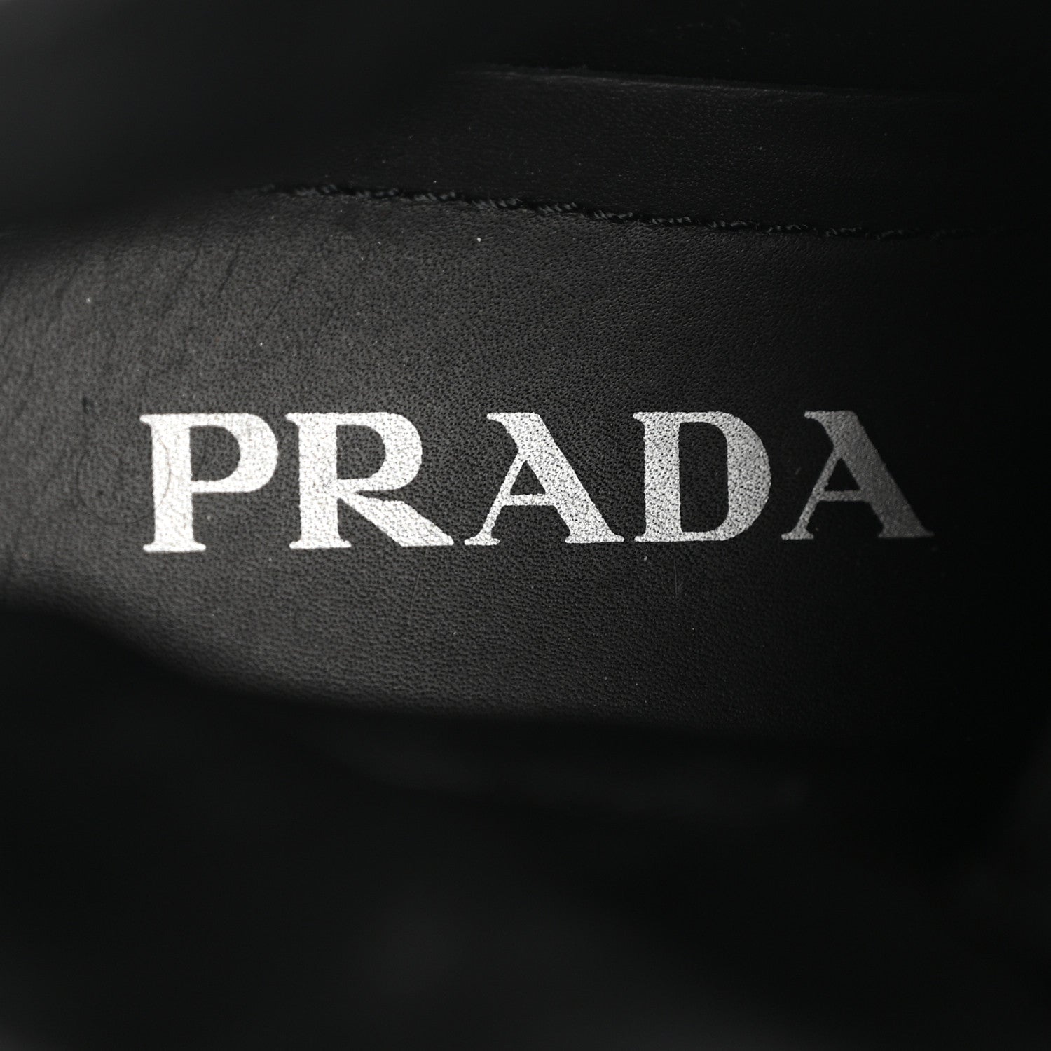 Prada Spazzolato Rois Re-Nylon Metal Triangle Logo Monolith Pouch Pocket 55mm Boots 38.5 Black 7 of 11