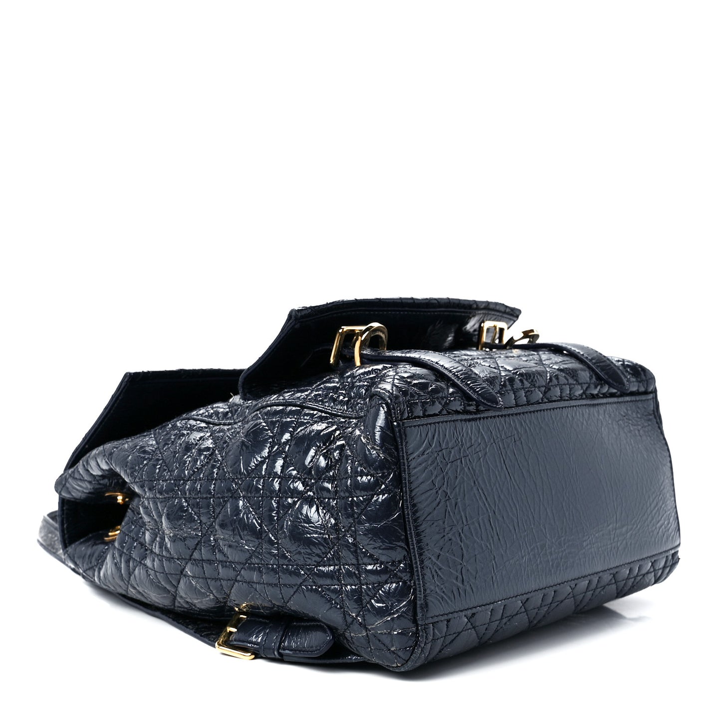 Ceramic Effect Deerskin Cannage Large Stardust Backpack Navy Blue
