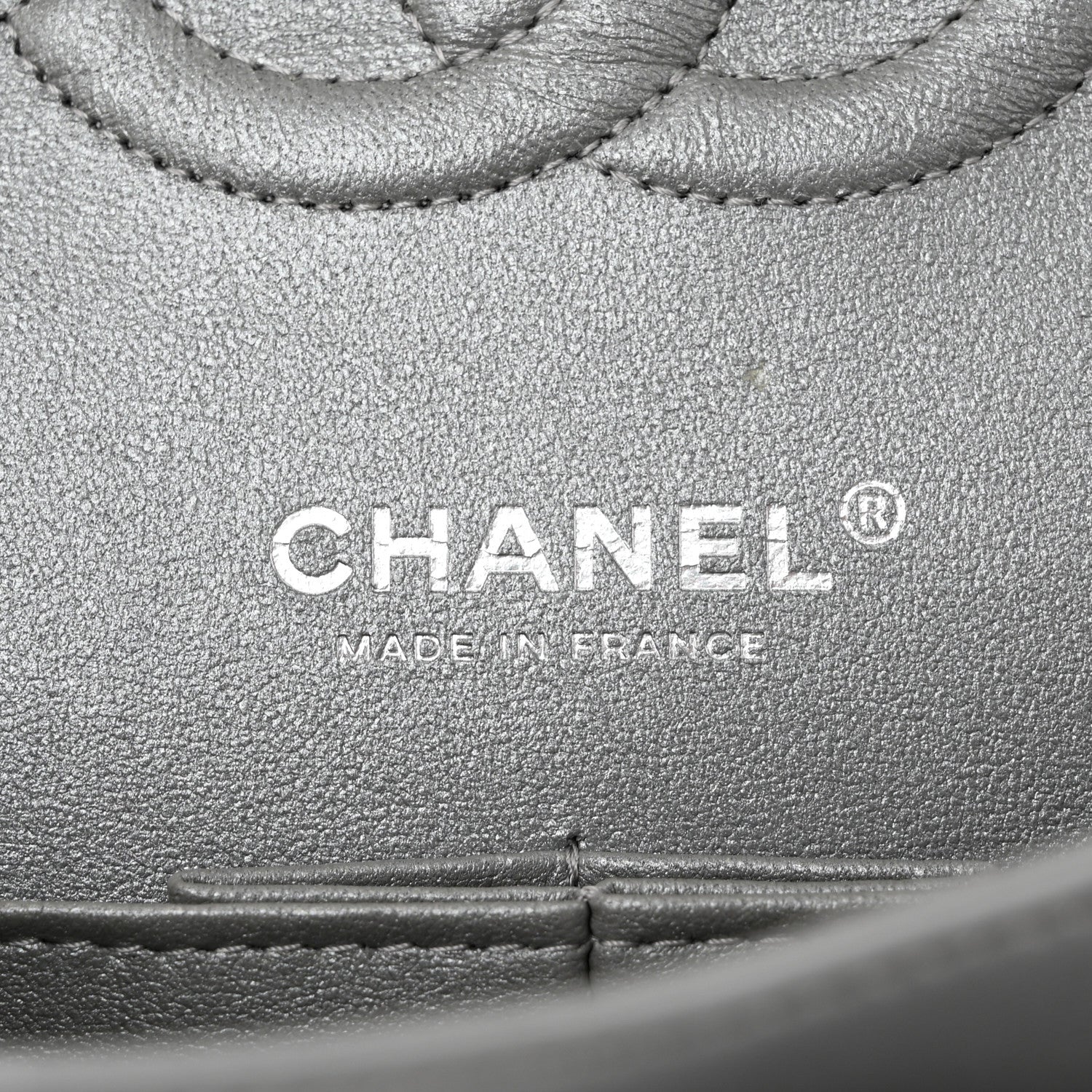 Chanel Iridescent Lambskin Quilted Medium Double Flap Grey 6 of 10