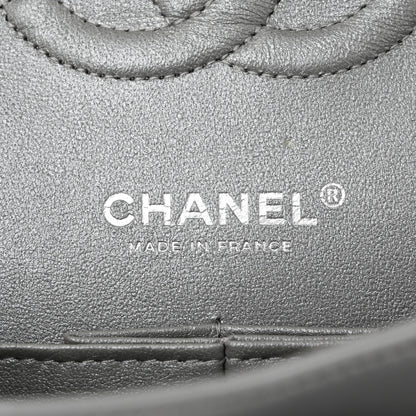 Chanel Iridescent Lambskin Quilted Medium Double Flap Grey 6 of 10