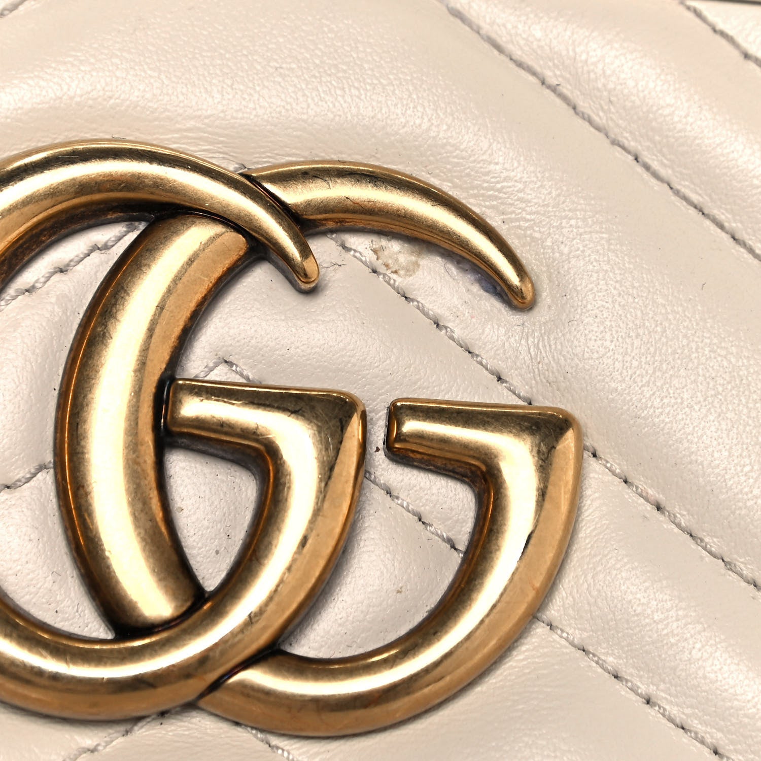 Gucci Calfskin Matelasse Small GG Marmont Chain Shoulder Bag White 16 of 18