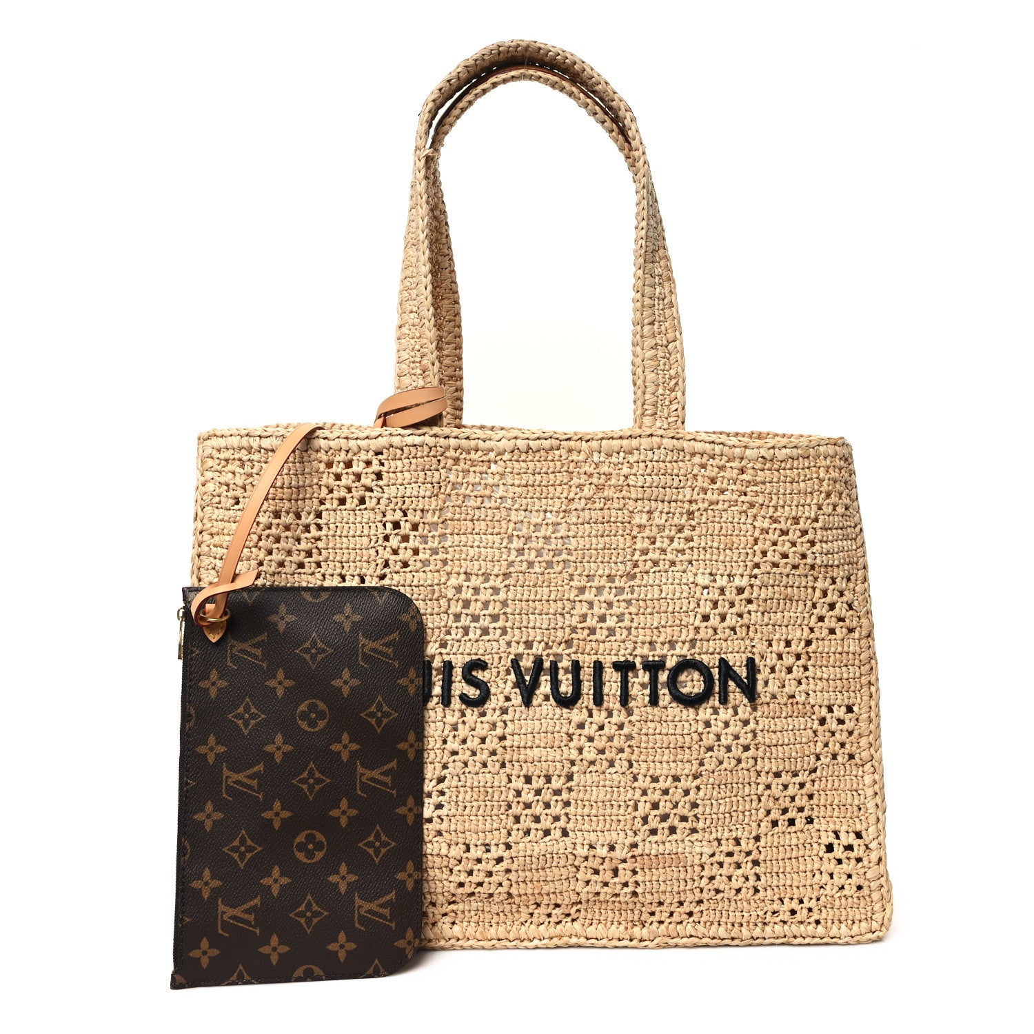 Louis Vuitton Damier Raffia Summer Shopper Tote MM Natural Beige