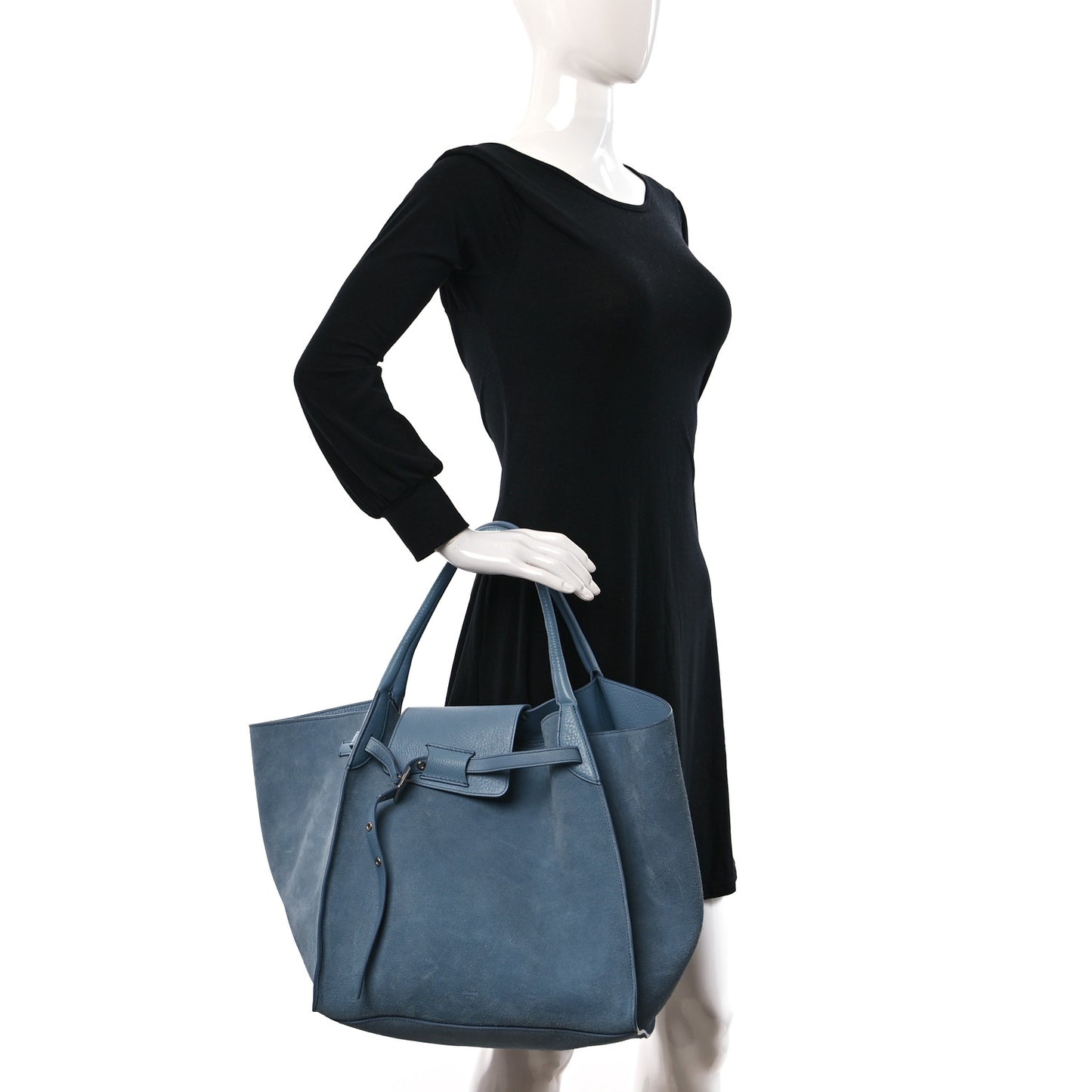 Suede Supple Grained Calfskin Medium Big Bag Medium Blue