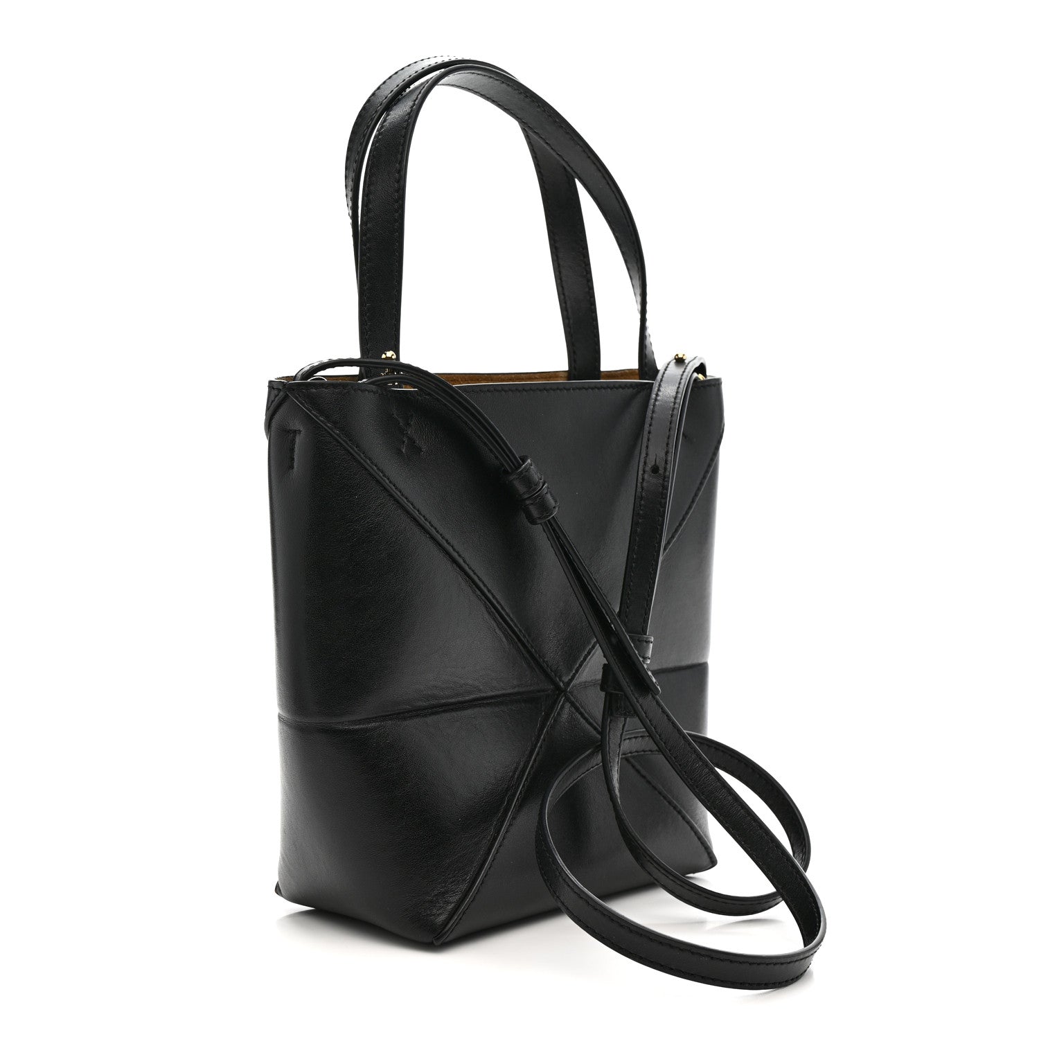 Loewe Shiny Calfskin Mini Puzzle Fold Tote Black 3 of 14