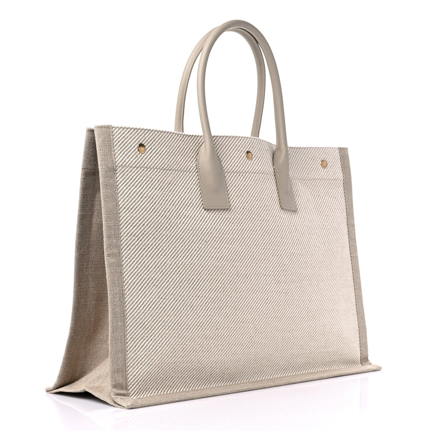 Linen Calfskin Rive Gauche Tote Beige Sea Salt