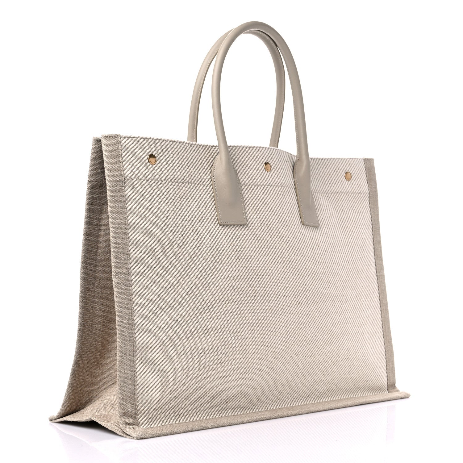 Saint Laurent Linen Calfskin Rive Gauche Tote Beige Sea Salt 3 of 9
