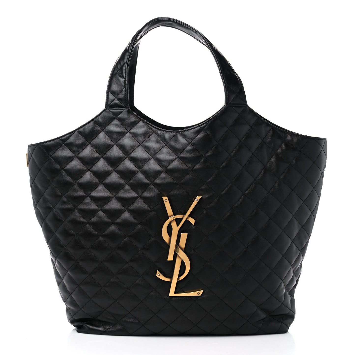 Lambskin Quilted Maxi Icare Shopping Tote Black