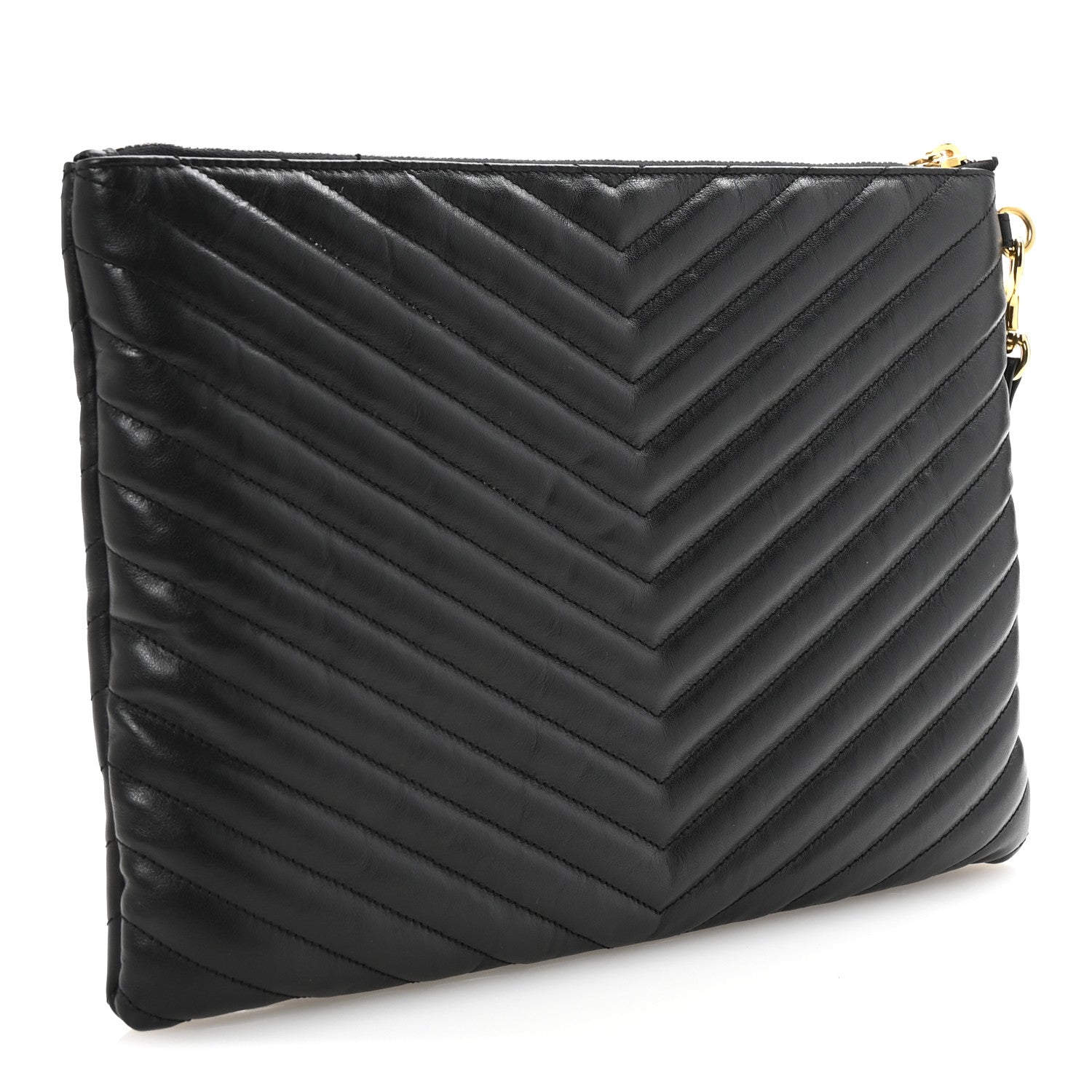 Saint Laurent Calfskin Matelasse Monogram Cassandre Tablet Pouch Black 6 of 14