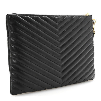 Saint Laurent Calfskin Matelasse Monogram Cassandre Tablet Pouch Black 6 of 14