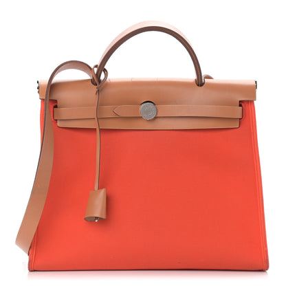 Hermes Vache Hunter Toile Herbag Zip 31 PM Capucine Fauve 3 of 21