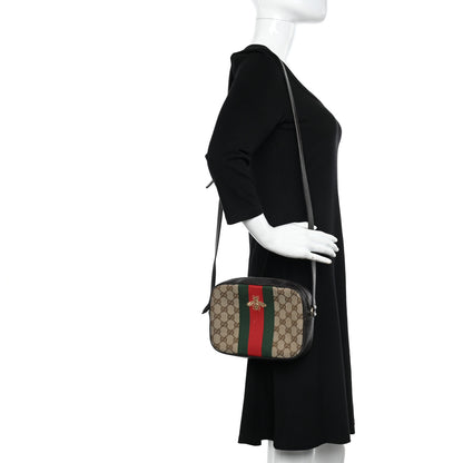 Gucci GG Supreme Monogram Web Small Webby Bee Shoulder Bag Dark Brown 2 of 16