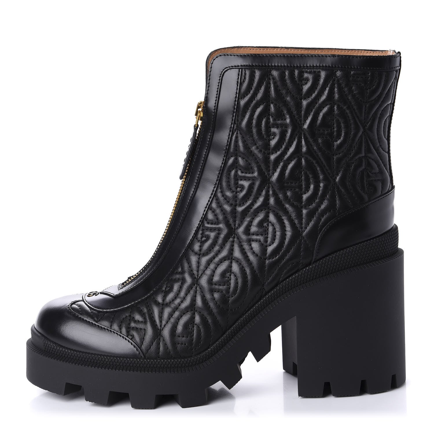 Gucci Calfskin Nappa Rhombus Quilted Trip Ankle Boots 40 Black 1 of 10