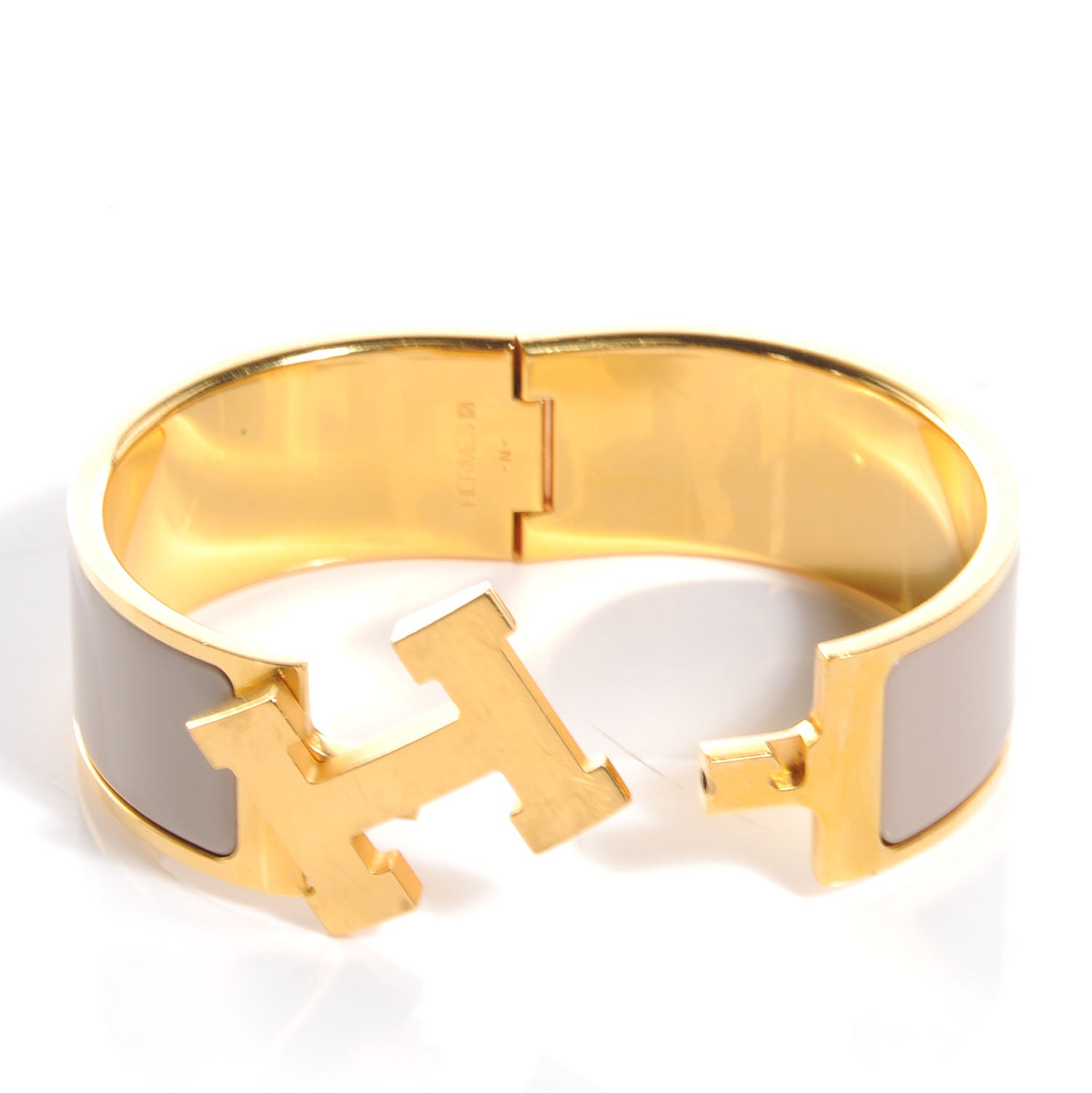 Hermes Enamel Wide Clic Clac H Bracelet PM Etoupe 3 of 5