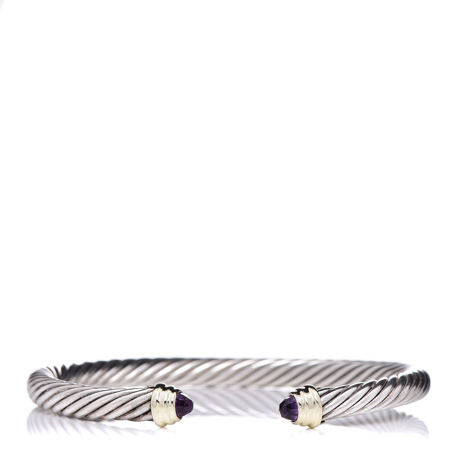 Sterling Silver 14K Yellow Gold Amethyst 5mm Cable Classics Petite Color Bracelet