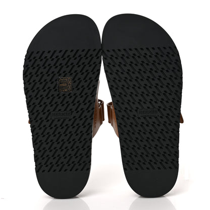 Hermes Calfskin Womens Chypre Sandals 37.5 Naturel 5 of 9