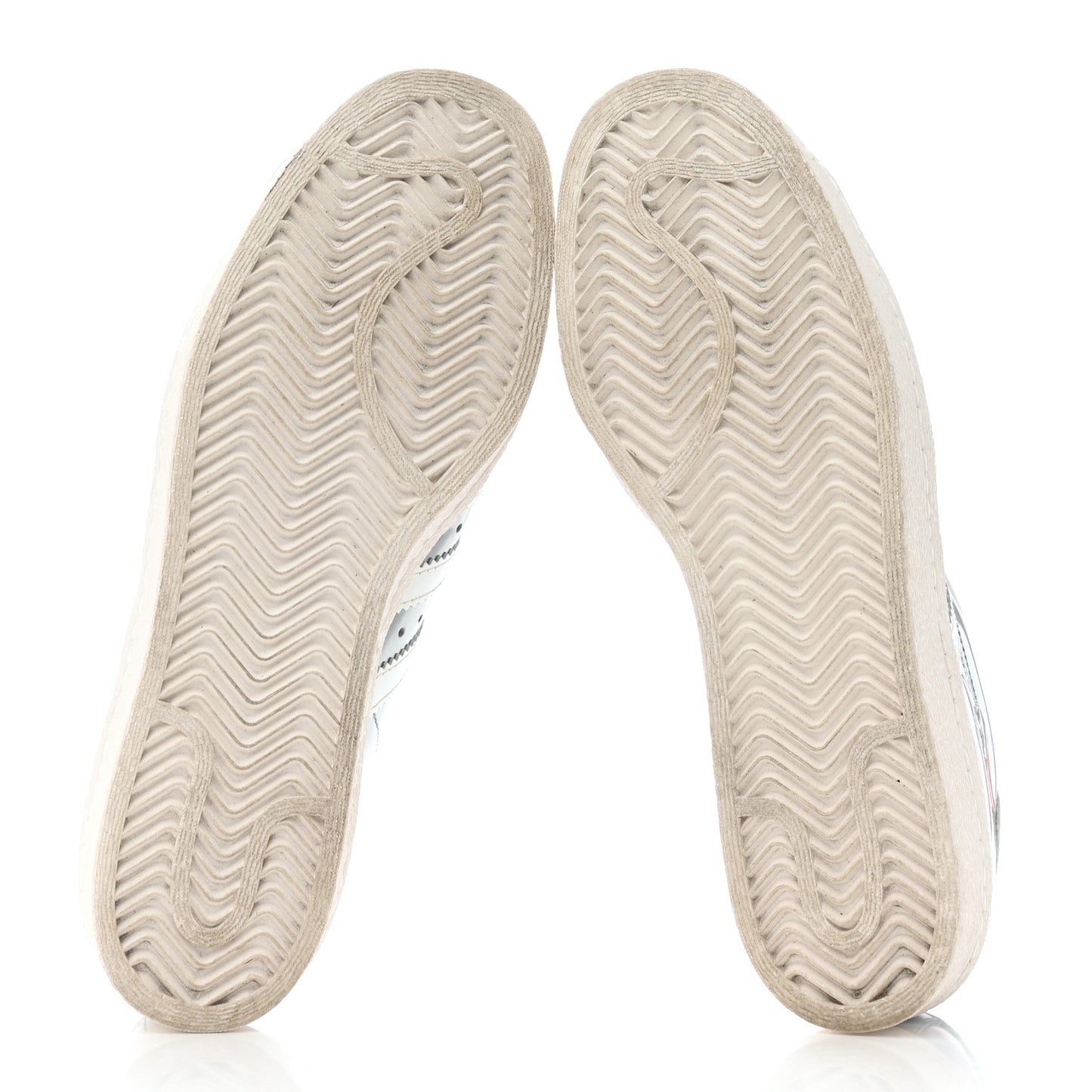 X ADIDAS Brushed Calfskin Logo Mens Superstar Sneakers 6 Silver White