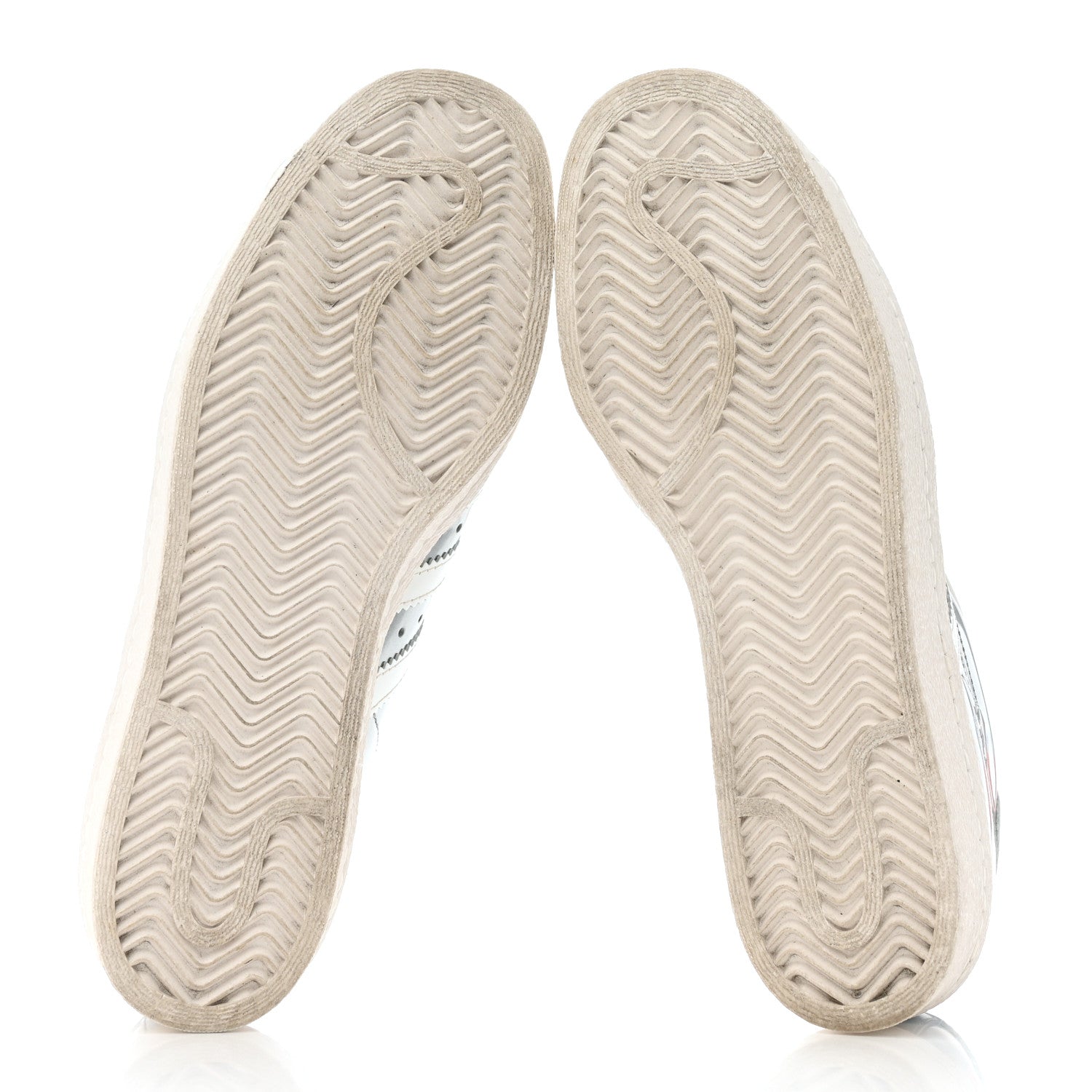Prada X ADIDAS Brushed Calfskin Logo Mens Superstar Sneakers 6 Silver White 5 of 9