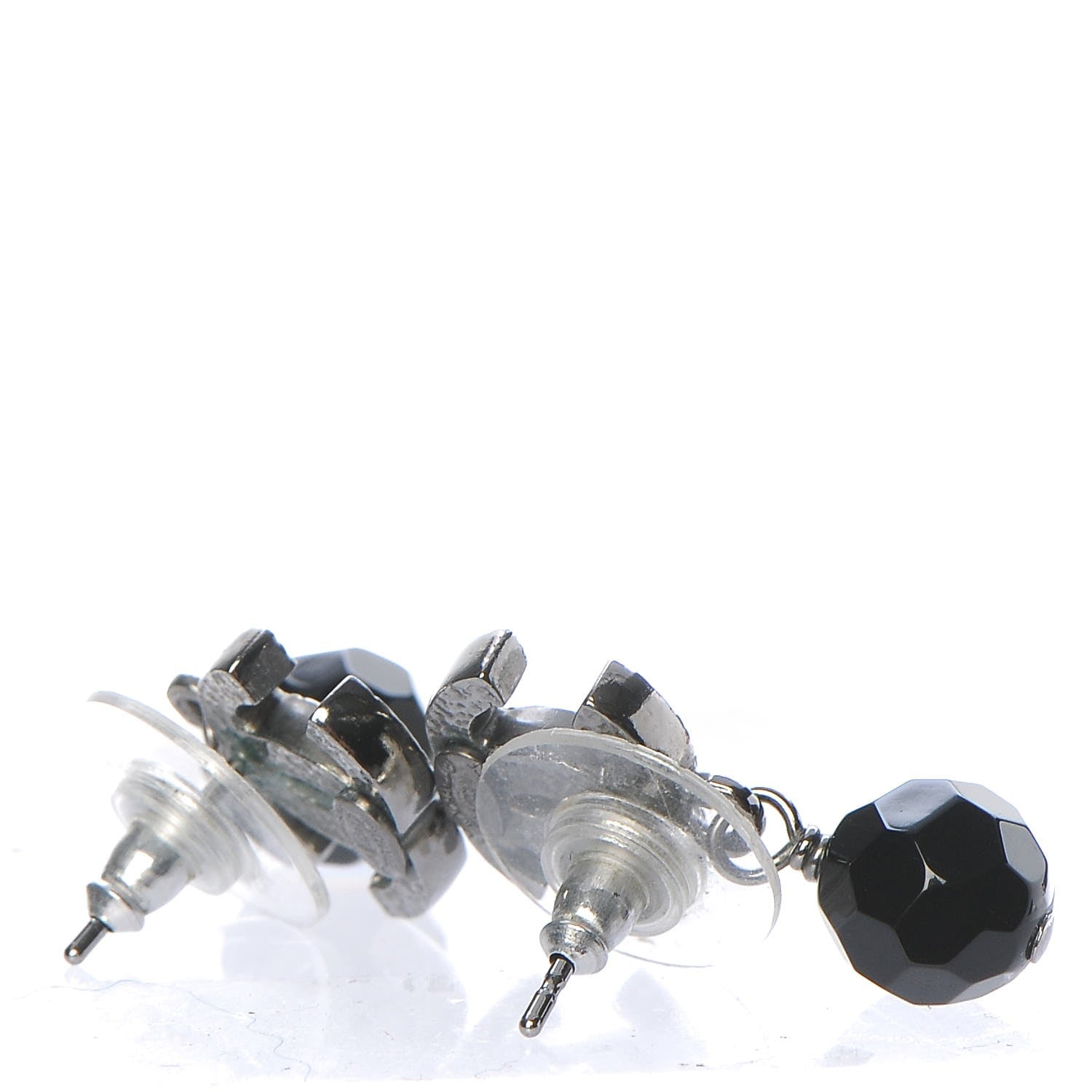 Chanel Ruthenium Bead CC Drop Earrings Black 3 of 3