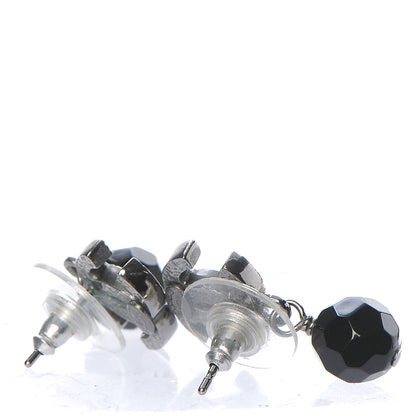 Chanel Ruthenium Bead CC Drop Earrings Black 3 of 3