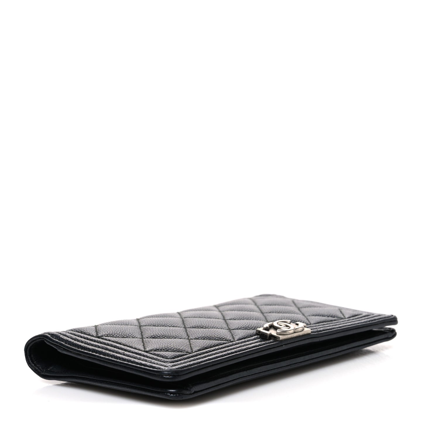 Caviar Quilted Boy Yen Wallet Black