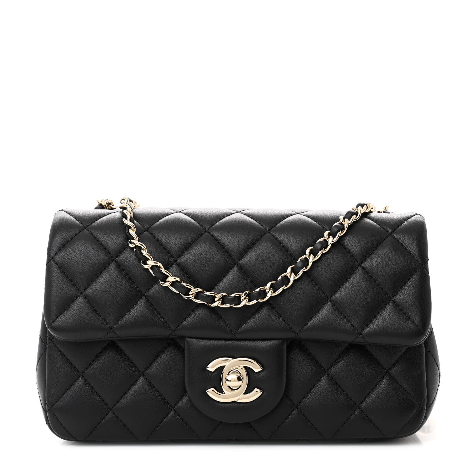 Chanel Lambskin Quilted Enamel Mini Rectangular Pearl Crush Flap Black 1 of 11