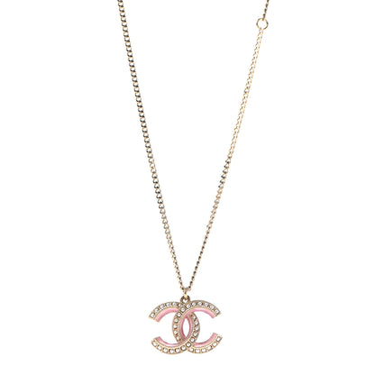 Chanel Enamel Pearl CC Necklace Gold Pink 1 of 5