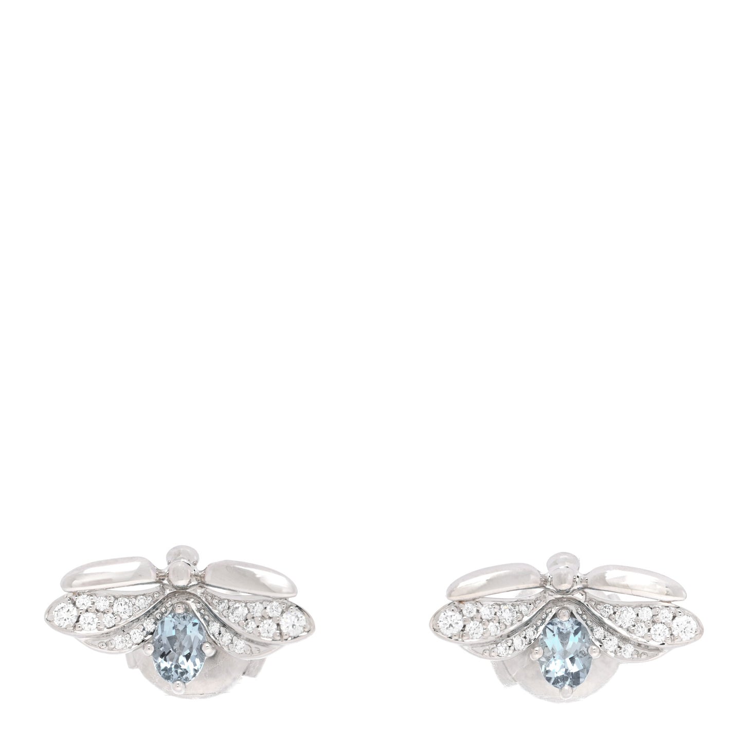 Platinum Diamond Aquamarine Paper Flowers Firefly Earrings