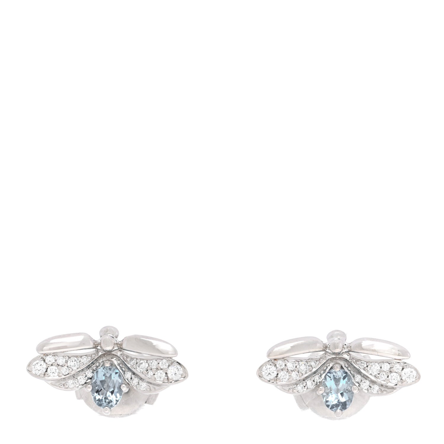 Tiffany Platinum Diamond Aquamarine Paper Flowers Firefly Earrings 1 of 4
