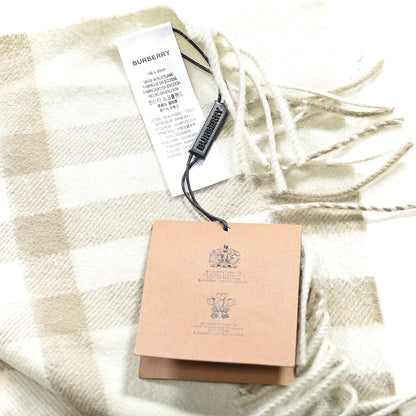 Burberry Cashmere Giant Check Fringe Scarf Limestone 4 of 4