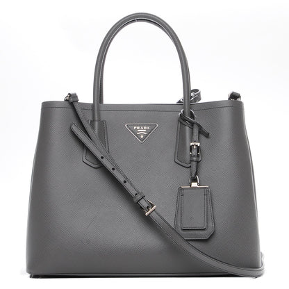 Prada Saffiano Cuir Medium Double Bag Marmo 1 of 8