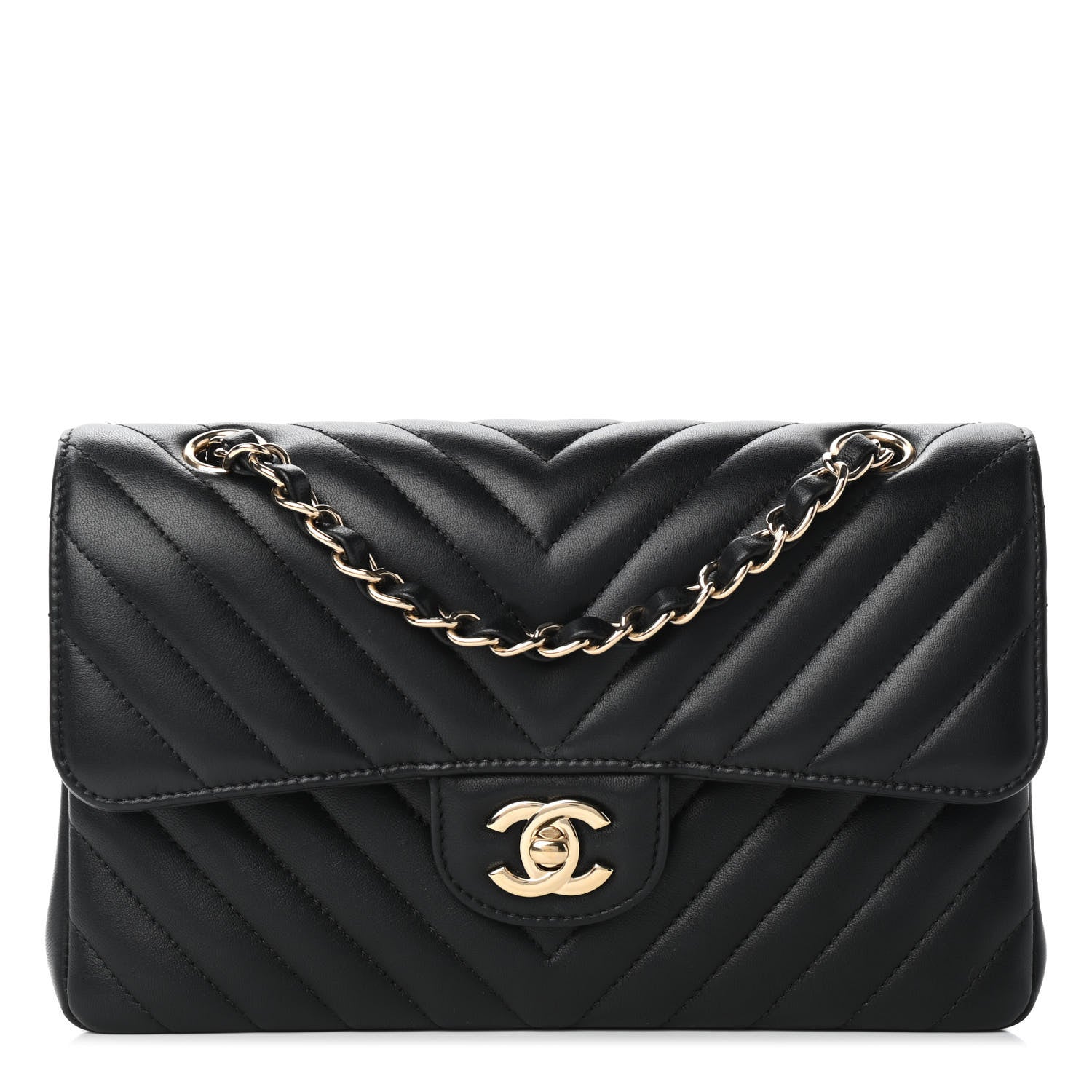 Chanel Lambskin Chevron Quilted Small Double Flap Black 2 of 17