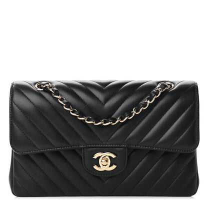 Chanel Lambskin Chevron Quilted Small Double Flap Black 2 of 17
