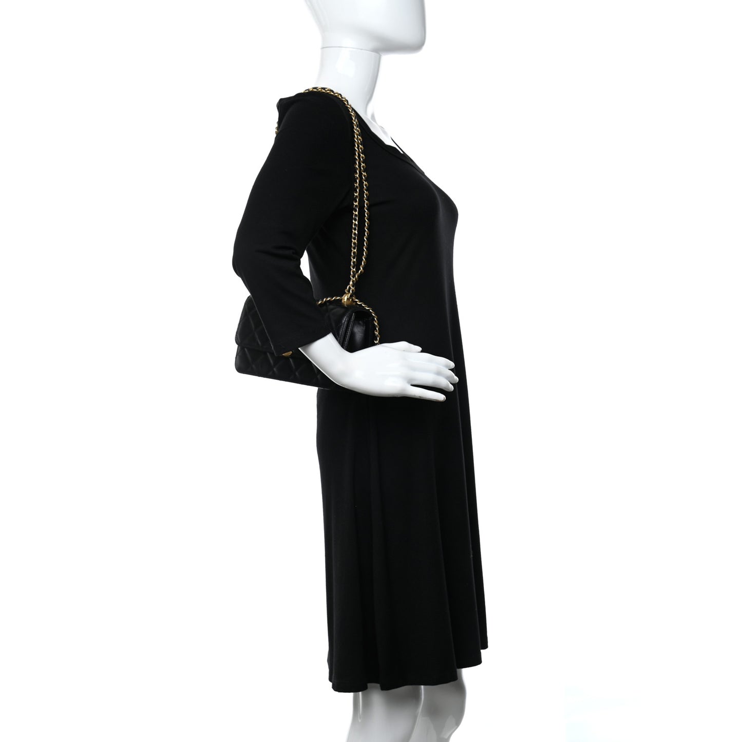 Calfskin Quilted Mini Perfect Fit Flap Black