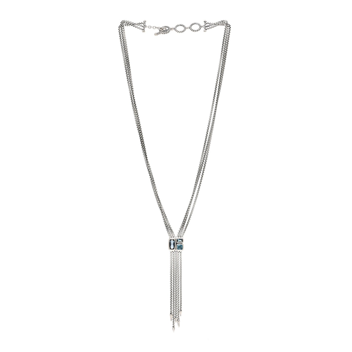 Sterling Silver Blue Topaz Confetti Drop Necklace