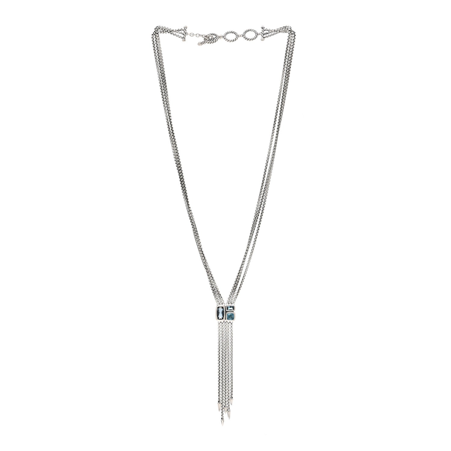 David Yurman Sterling Silver Blue Topaz Confetti Drop Necklace 3 of 4