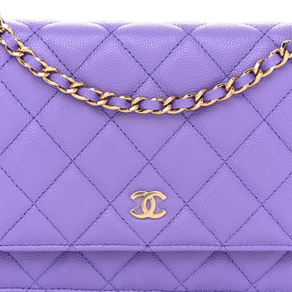 Chanel Caviar Quilted Wallet on Chain WOC Purple 9 of 13