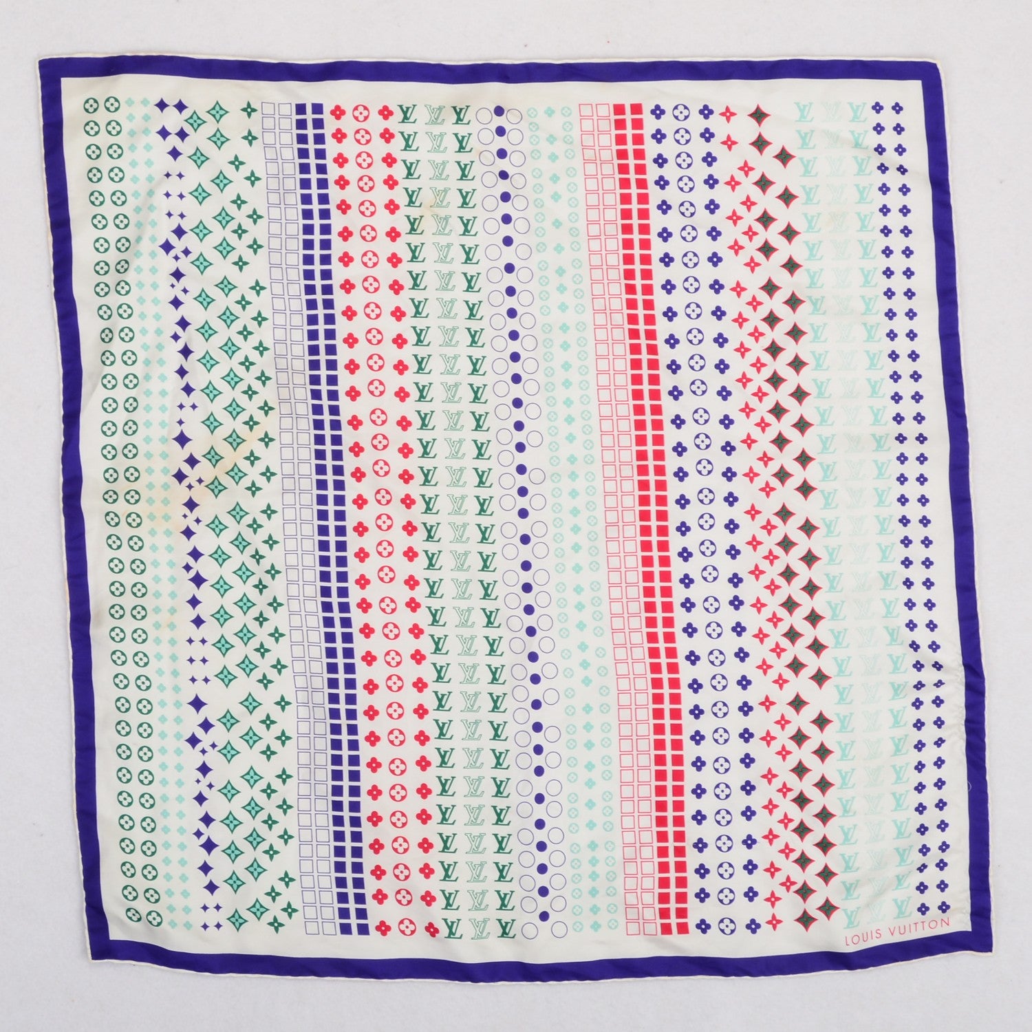 Louis Vuitton Silk Monogram Giant Square Scarf Blue 2 of 4