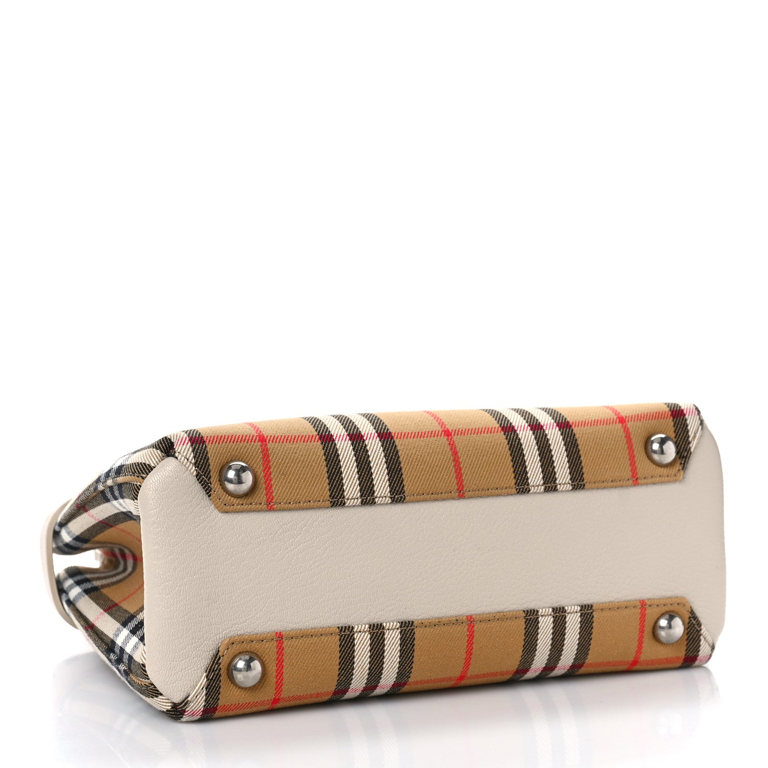 Burberry Goatskin Vintage Check Small Banner Tote Limestone 3 of 9