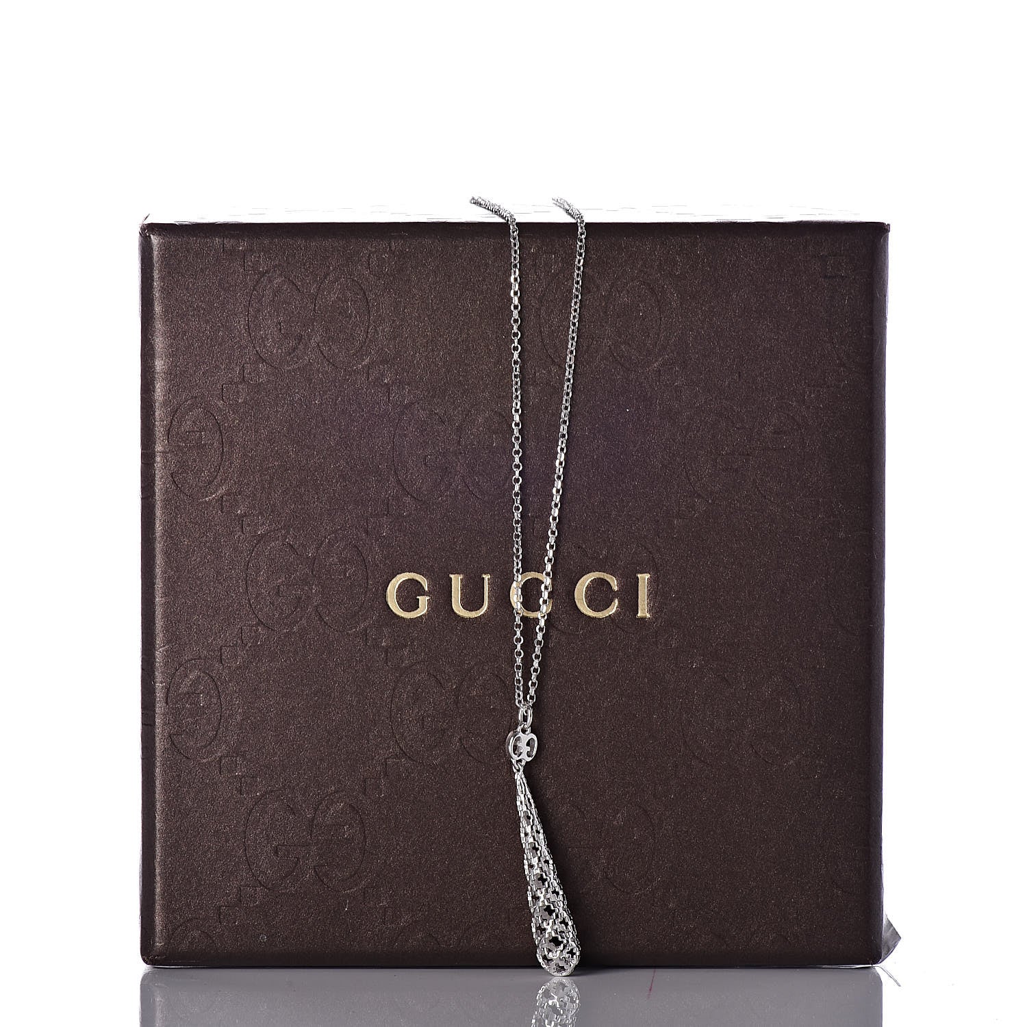 Gucci 18K White Gold Diamantissima Pendant Necklace 6 of 6