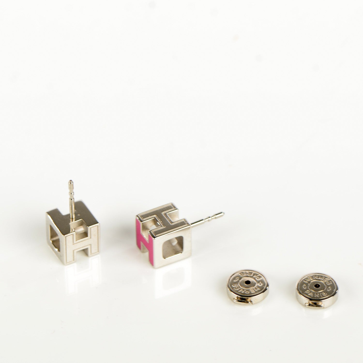 Hermes Palladium Lacquered Cage d'H Earrings 5 of 6