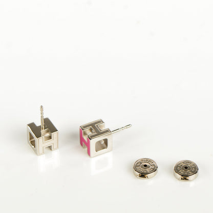 Hermes Palladium Lacquered Cage d'H Earrings 5 of 6