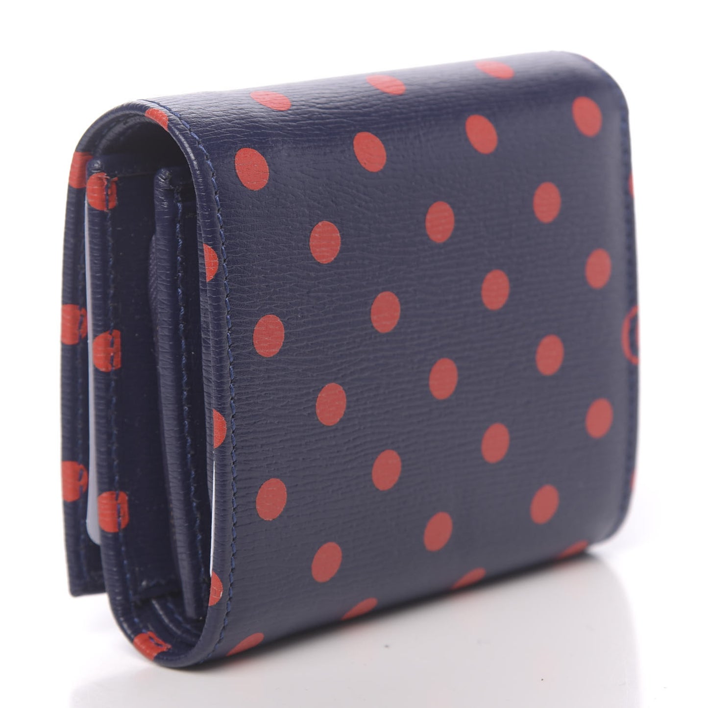 Shangai Calfskin Polka Dot Horsebit 1955 Flap Card Case Wallet Blue Orange Sailor Blue