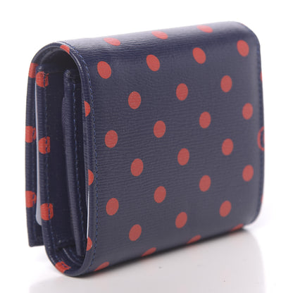 Gucci Shangai Calfskin Polka Dot Horsebit 1955 Flap Card Case Wallet Blue Orange Sailor Blue 3 of 7
