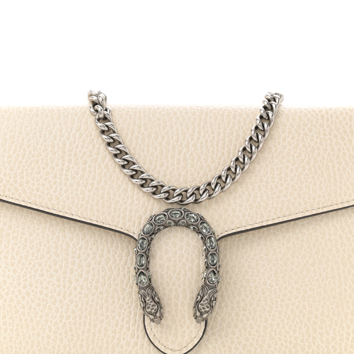 Dollar Calfskin Mini Dionysus Chain Wallet Mystic White