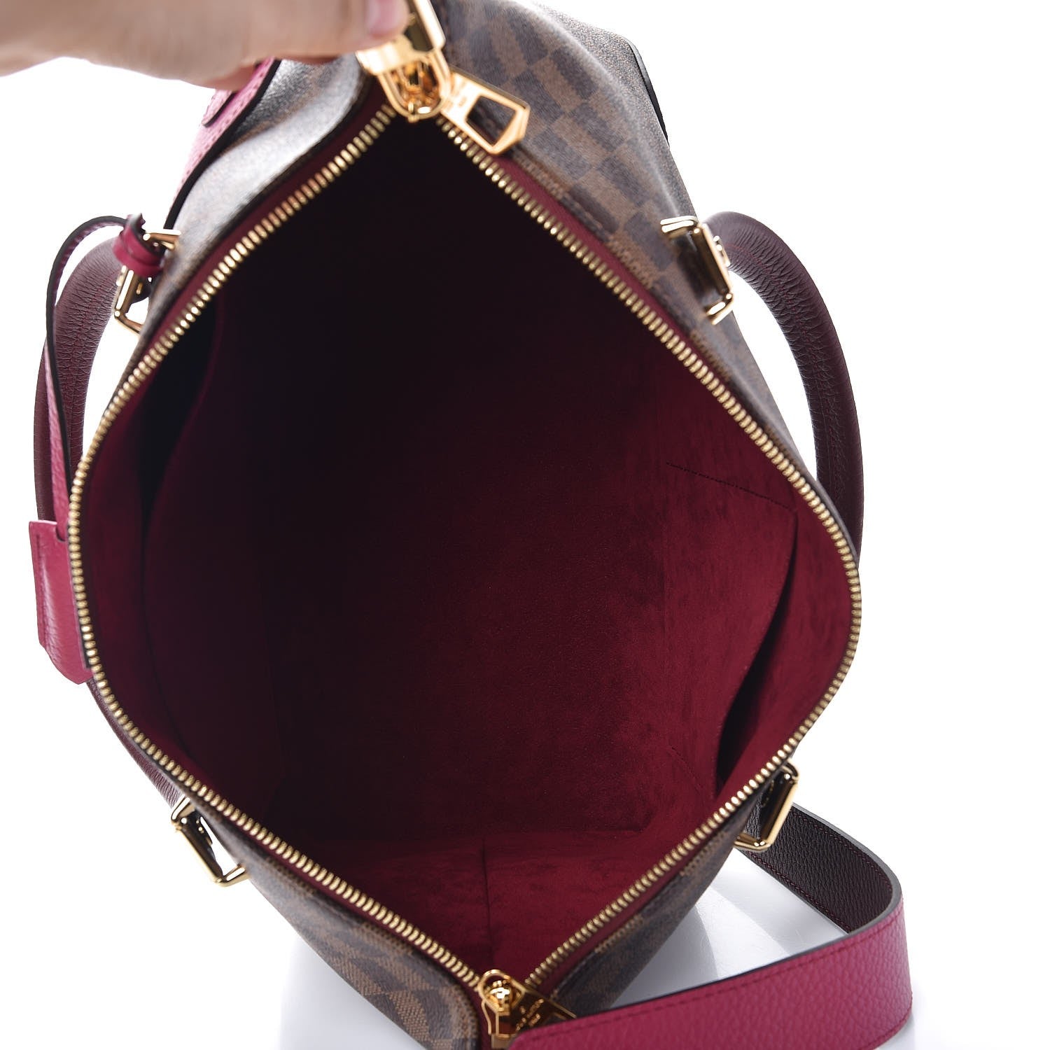 Louis Vuitton Damier Ebene Cuir Taurillon Hyde Park Fuchsia 6 of 7
